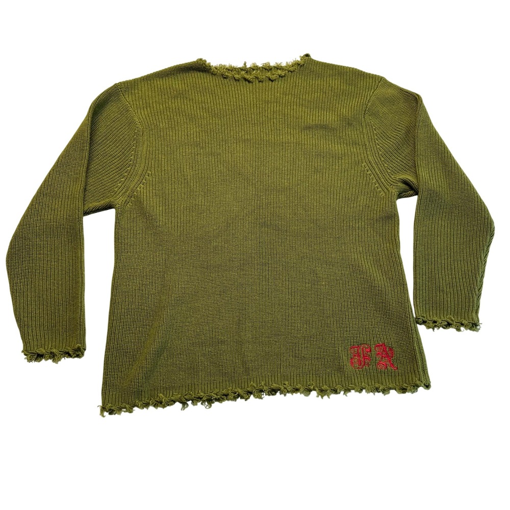 Fucking Awesome Womens L Olive Distressed Knit Sweater Skate Streetwear Grunge